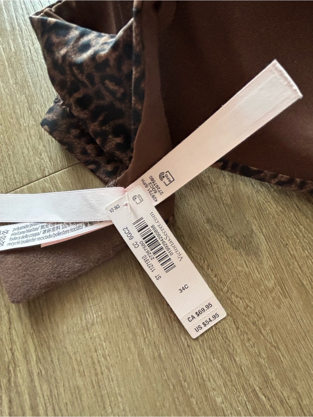 NWT Victoria’s Secret Body by Victoria Leopard Print Lined Demi Bra, 34C - Picture 3 of 5